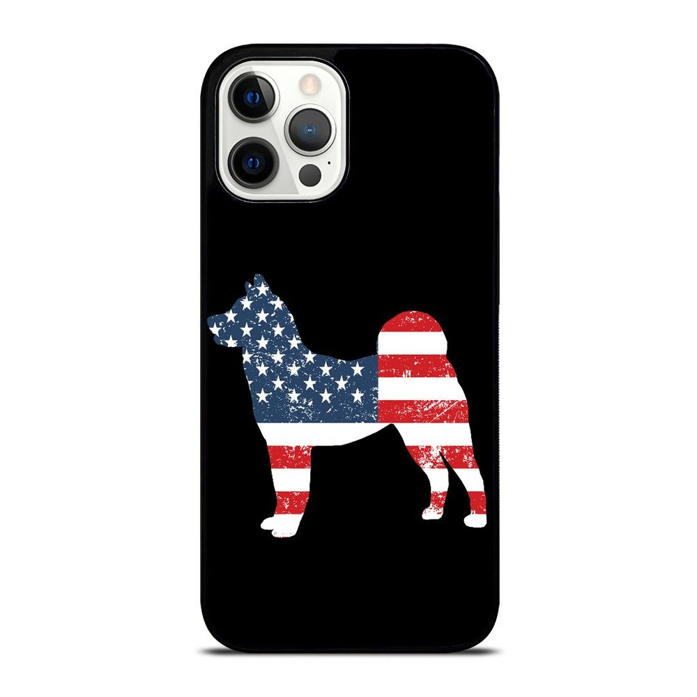 Akita Dog, July 4th, Retro USA American Flag iPhone Case